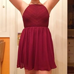 Burgundy red flowy dress